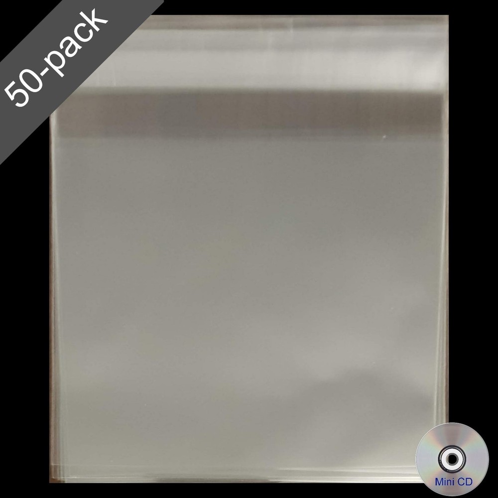 50 CD Mini Sleeves: Resealable Wraps for 3" CDs: Mini CD Protective Covers