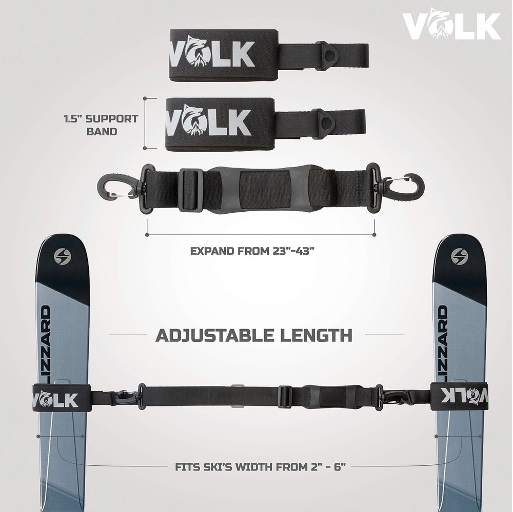 Volk Ski Strap and Pole Carrier - 2 Sets per Pack - Skiing Accessory for Easy...