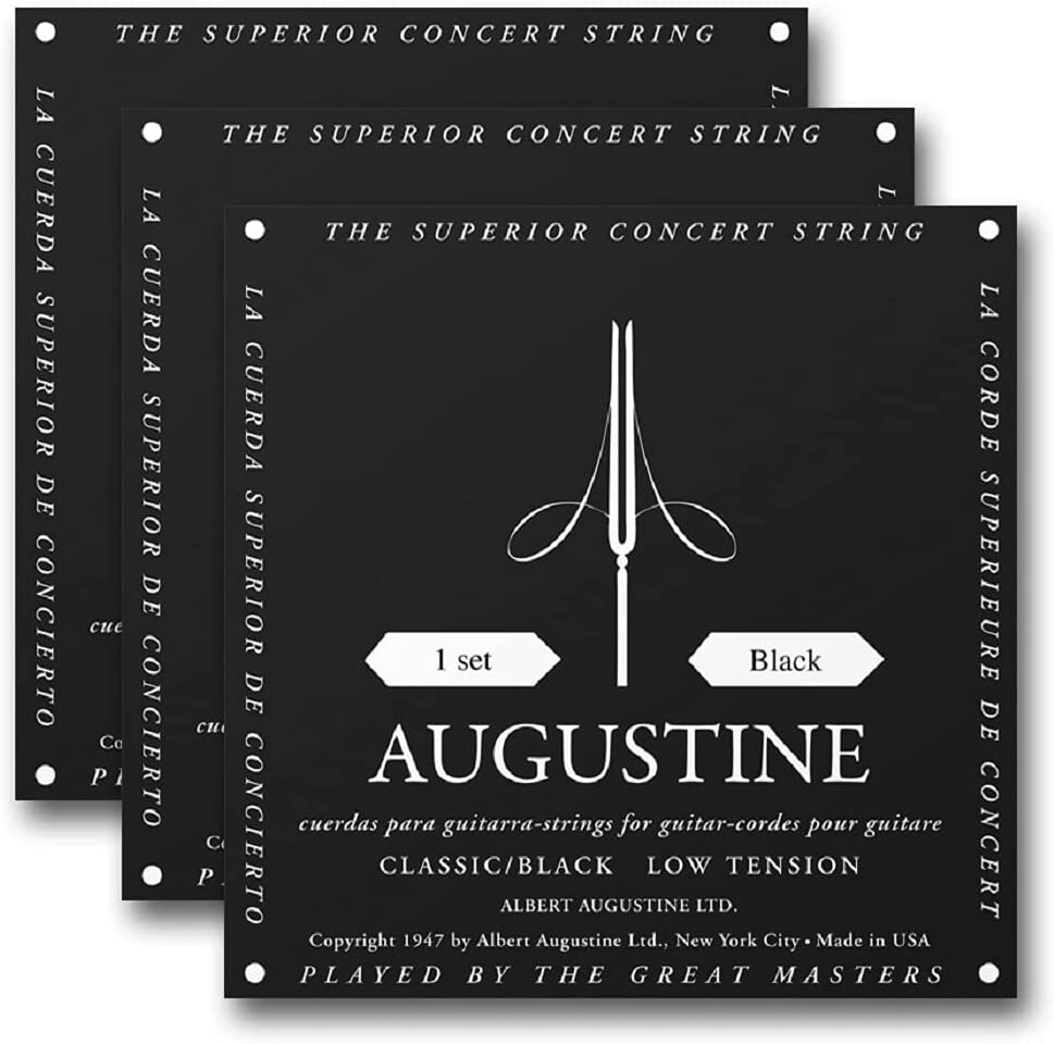 AA Augustine Low Tension Classical Guitar Strings (3-Pack) Black