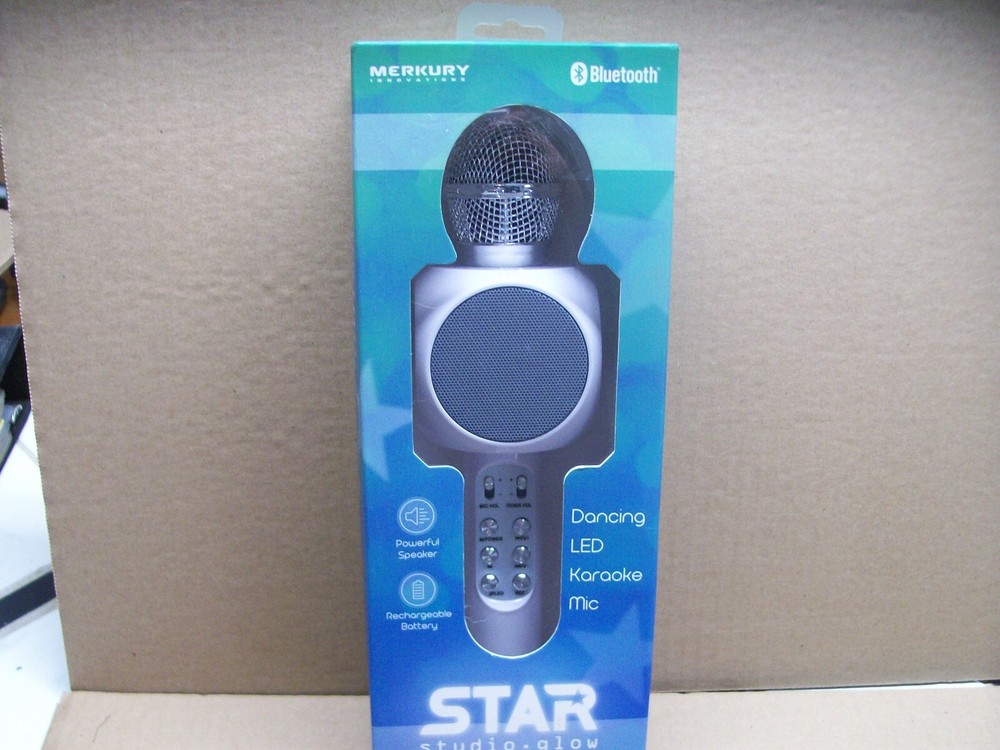Dancing LED Karaoke Microphone Bluetooth Merkury innovations Star Studio Glow