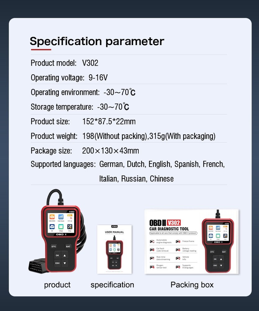 OBD2 Scanner Car Code Reader Battery Voltage Test O2 Sensor Live Data EVAP Test