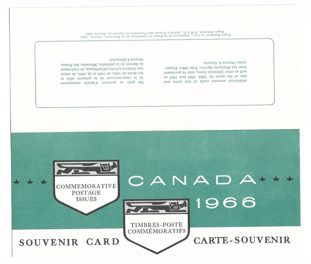 Canada 1966 Souvenir Card  #8 (stamps on card)
