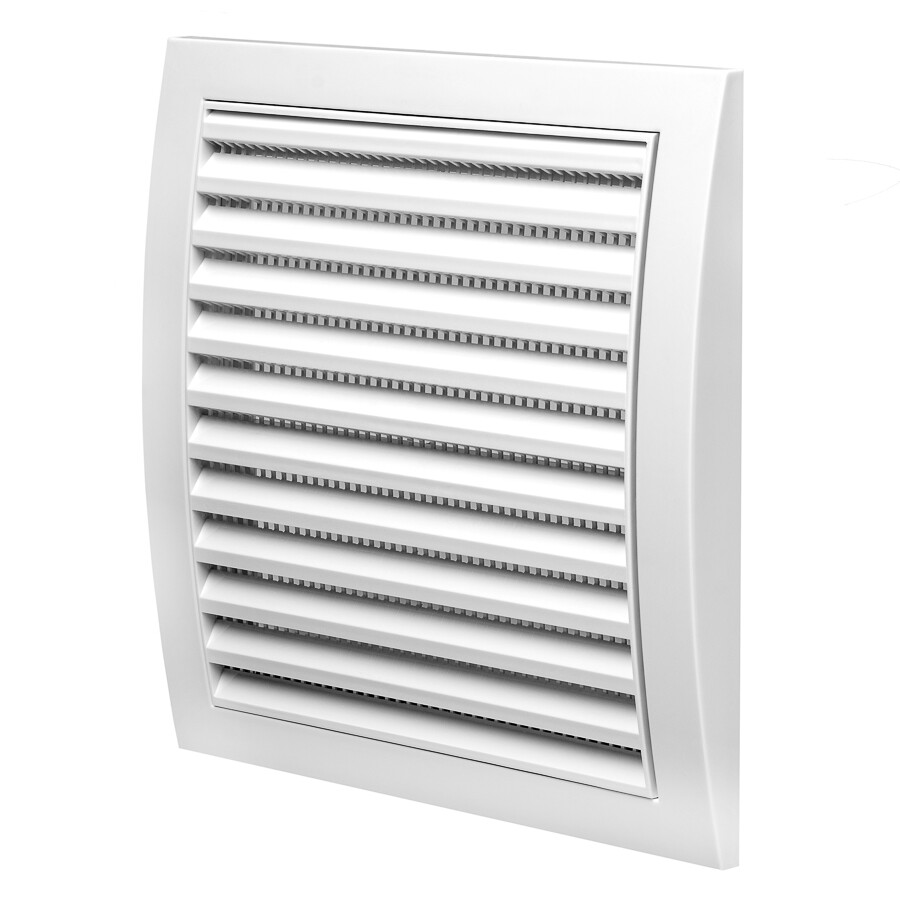 White Ventilation Grille 190mm x With Flat Frame Mount Cover