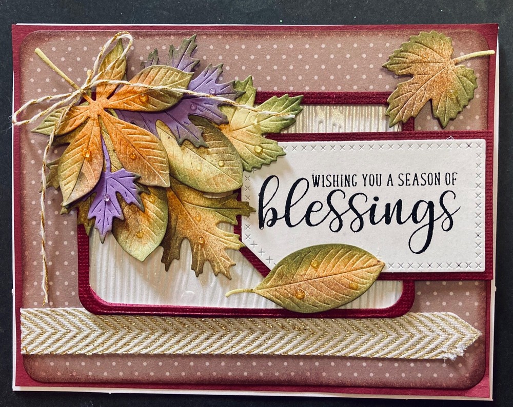 Thanksgiving - "Blessings" Leaves - handmade card By DEE