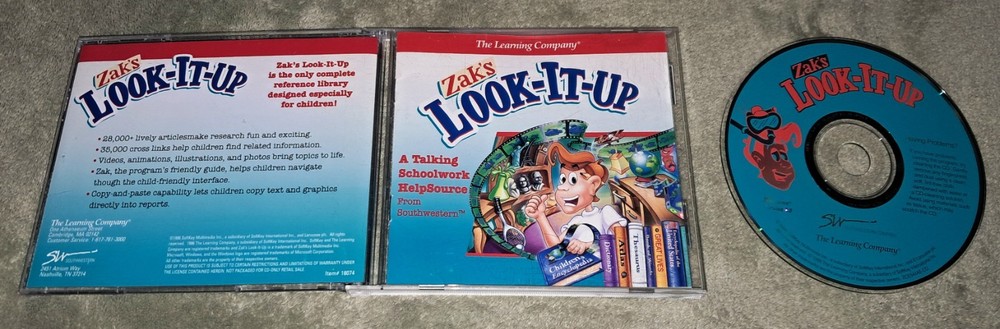 Zak's Look-It-Up PC/Computer Software Windows Learning Company 1996 School