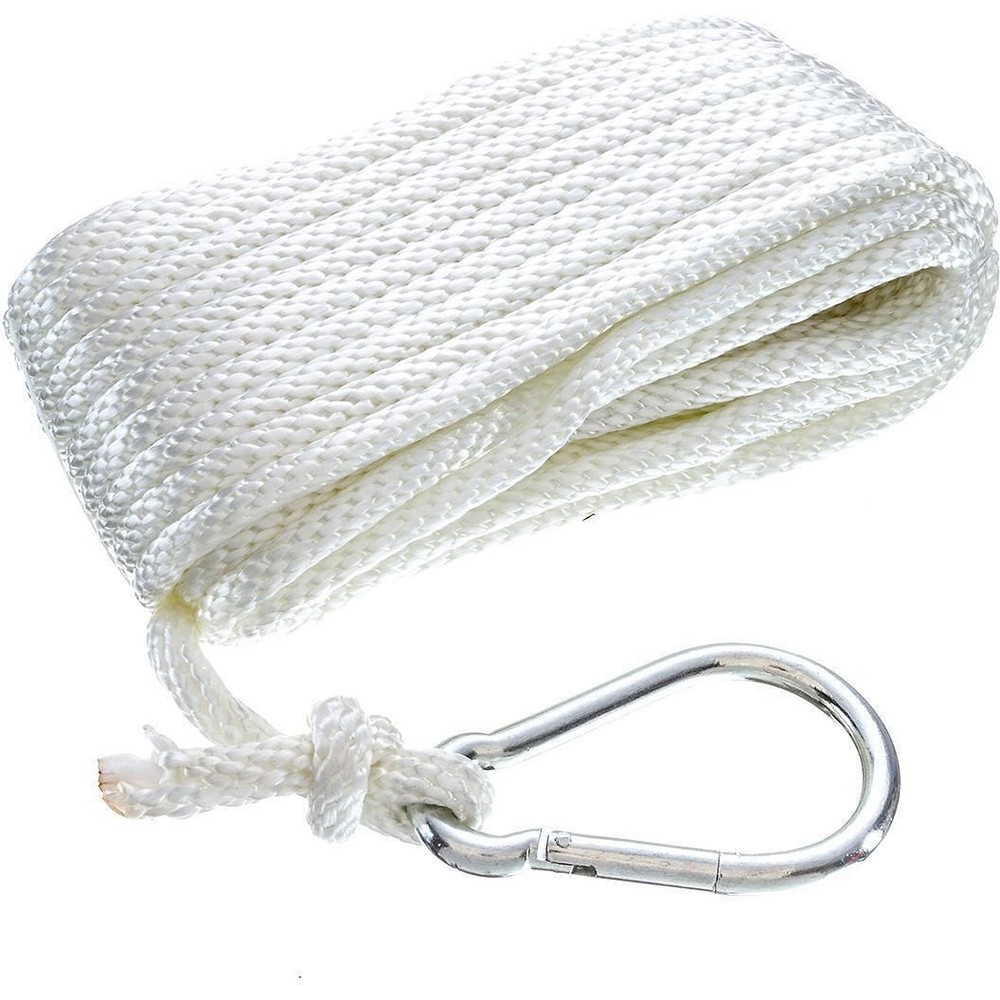 Seachoice 40231 Solid-Braid Nylon Anchor Line, White, 3/8" x 50'