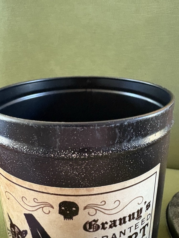 Witch And Cat Black Tin Container With Lid