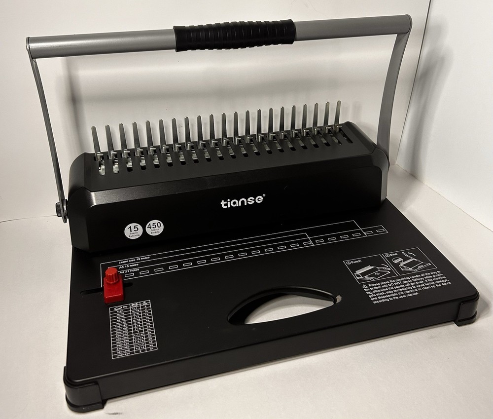 Tianse Binding Machine 21-Holes, 450 Sheets Comb Binder Book Maker
