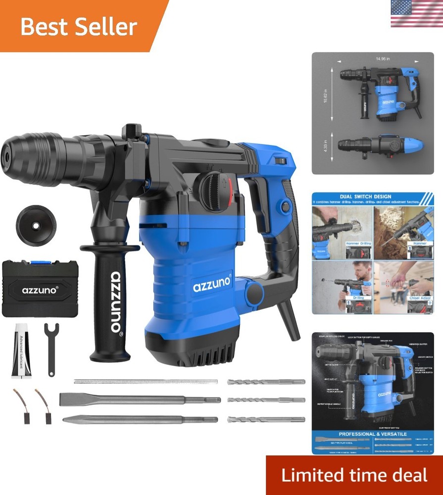 Ergonomic SDS-Plus Rotary Hammer Drill with Adjustable Speed - Heavy Duty Use