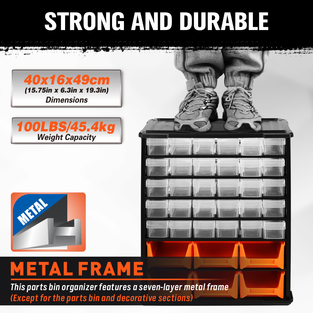 36 Drawer Hardware Storage Box Bins Container Metal Frame For Lego Bead Nut Bolt