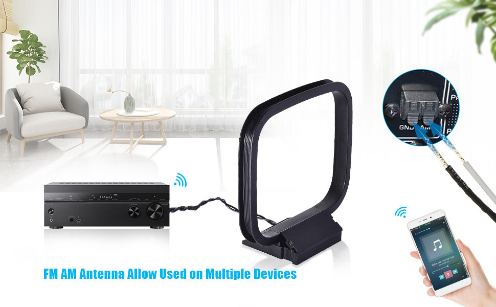 AM Loop Antenna with 2Pin Bare Wire for Video Home Theater Receiver Power System