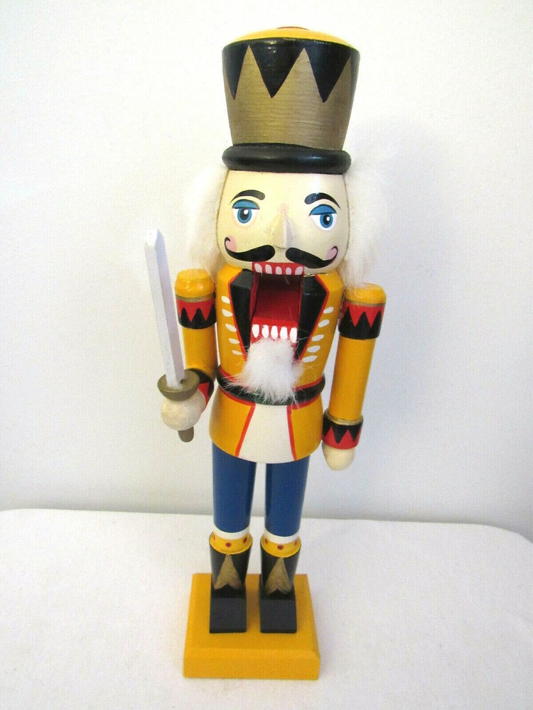 13 1/2" Tall Nutcracker Guard Soldier Holding Sword