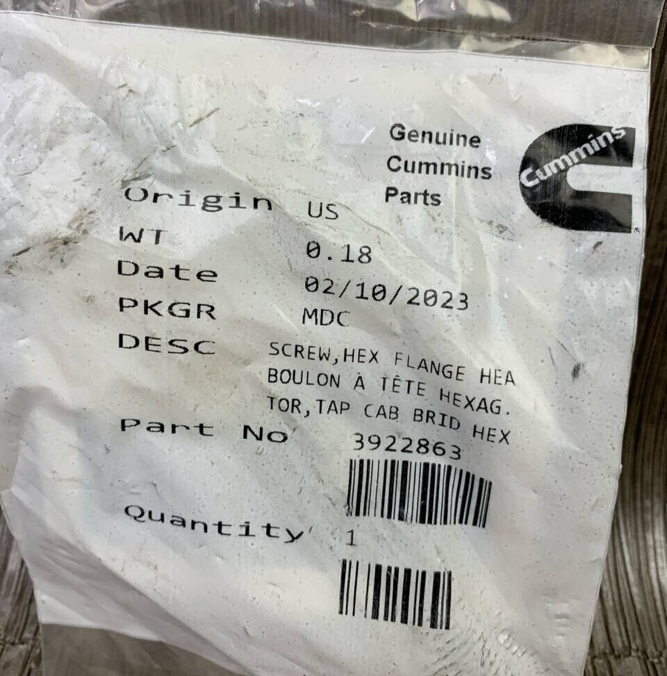 Cummins Hex Flange Head Cap Screw 3922863