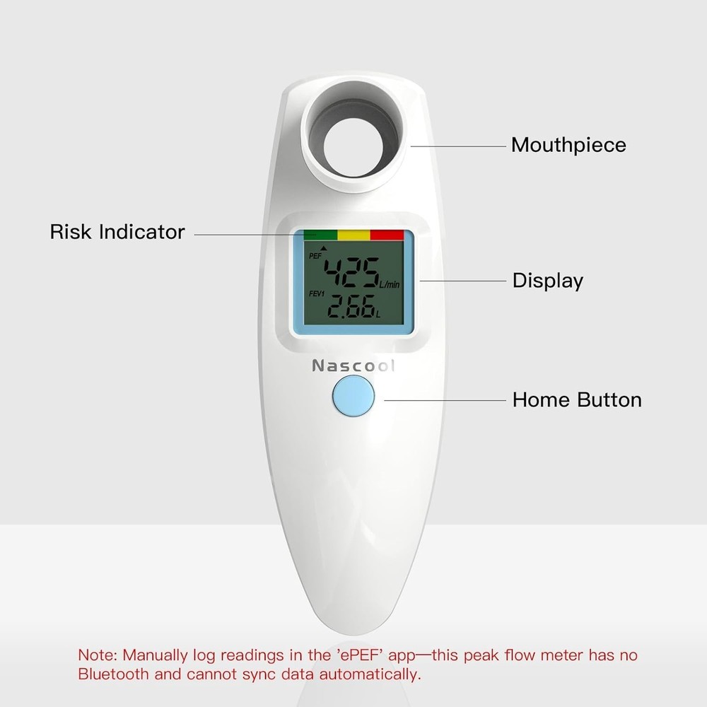 Digital Peak Flow Meter,Home Medical with Tracking Software Manually Recordin...