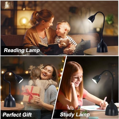 Desk Lamp for Home Office, LED Reading Light, Small Adjustable Flexible Black