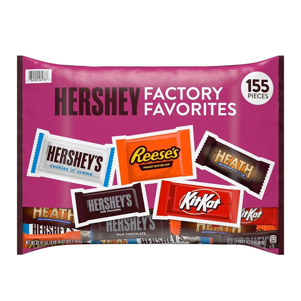HERSHEY'S Assorted Chocolate Factory Favorites Snack Size Candy, 155 pcs