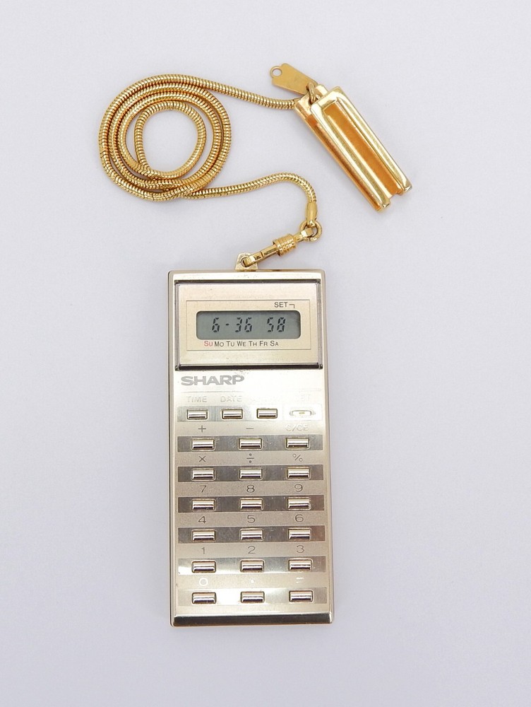 SHARP CALCULATOR EL-8061 GOLD CLOCK ALARM POCKET