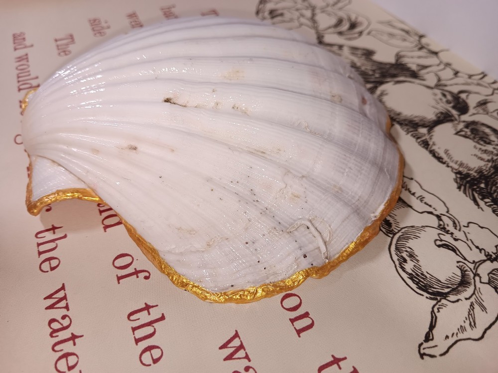 Handmade Shell Trinket Dish With Cardinal And Flowers