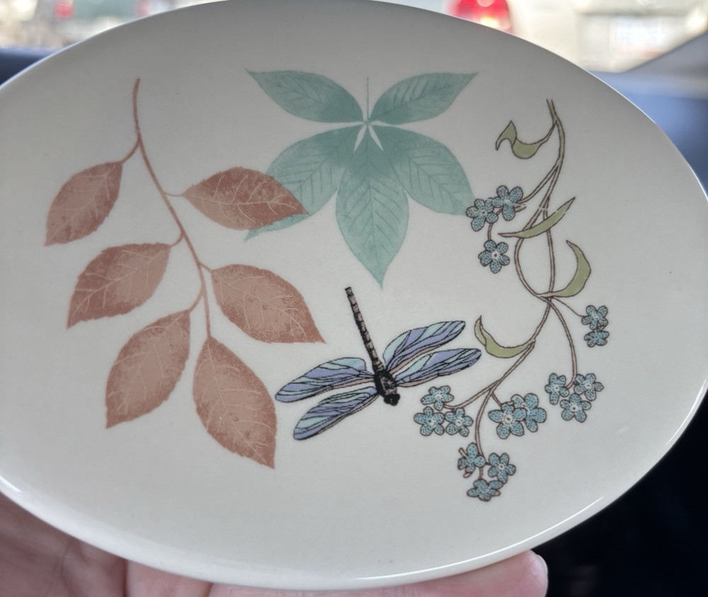 Spring florals And dragonfly Ceramic Soap Dish