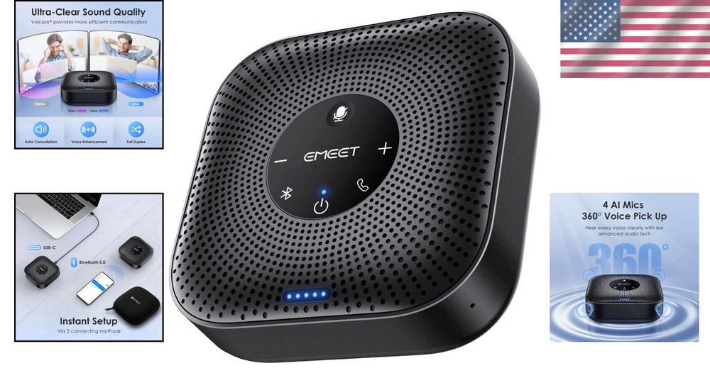 Expandable Conference Speakerphone with Daisy Chain Feature for 16 Attendees