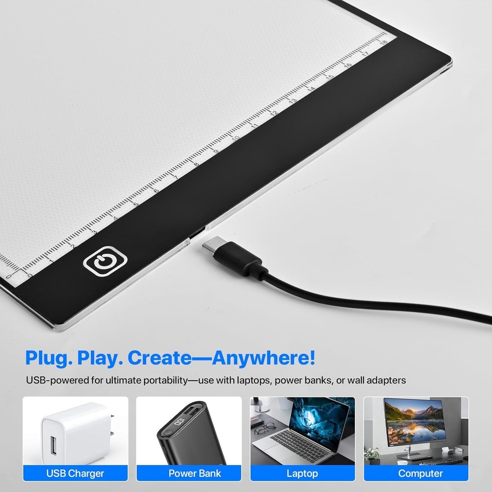 A4 Portable LED Light Pad for Tracing and Drawing - Adjustable & Thin