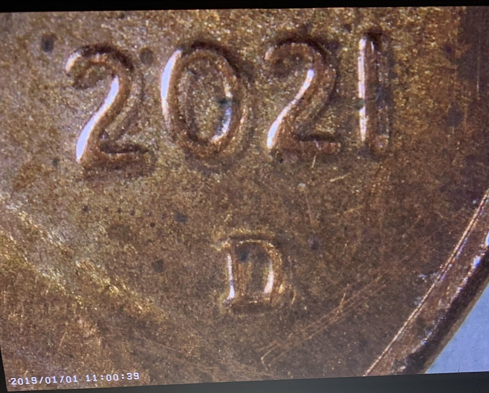 2021D Lincoln Shield Cent with Doubling on the Obverse