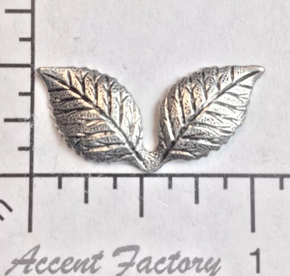 31834 - 3 Pc Double Leaf Brass Jewelry Finding SILVER Oxidized