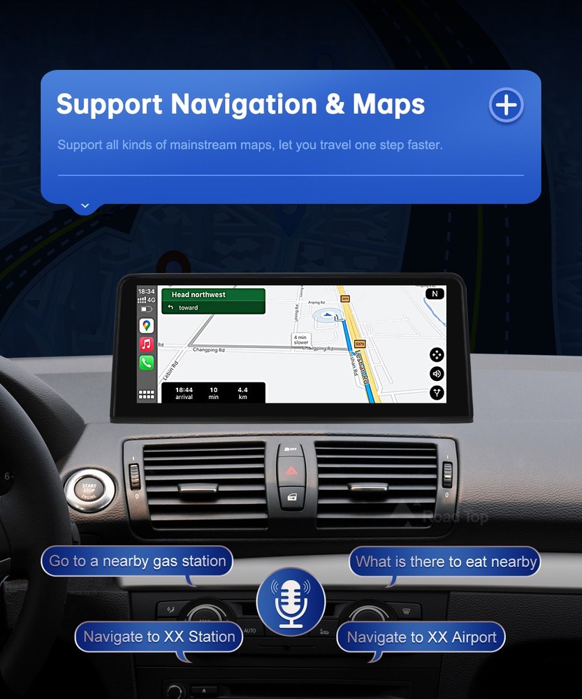 12.3" Carplay Wireless Screen Car for BMW 1 Series E81 E82 E87 E88 2008-2012 CIC
