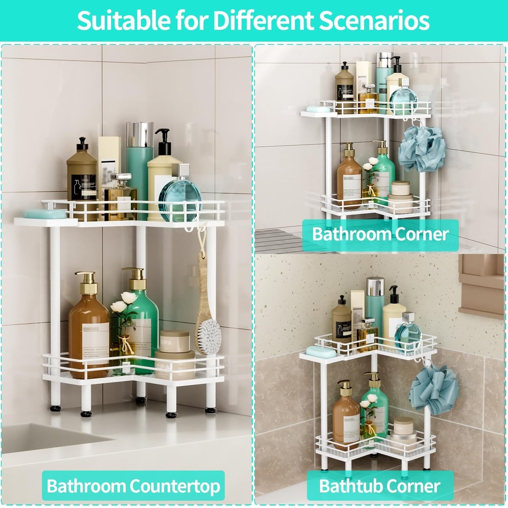 HapiRm 2-Tier Corner Shower Caddy Organizer Soap Holder Rustproof Standing