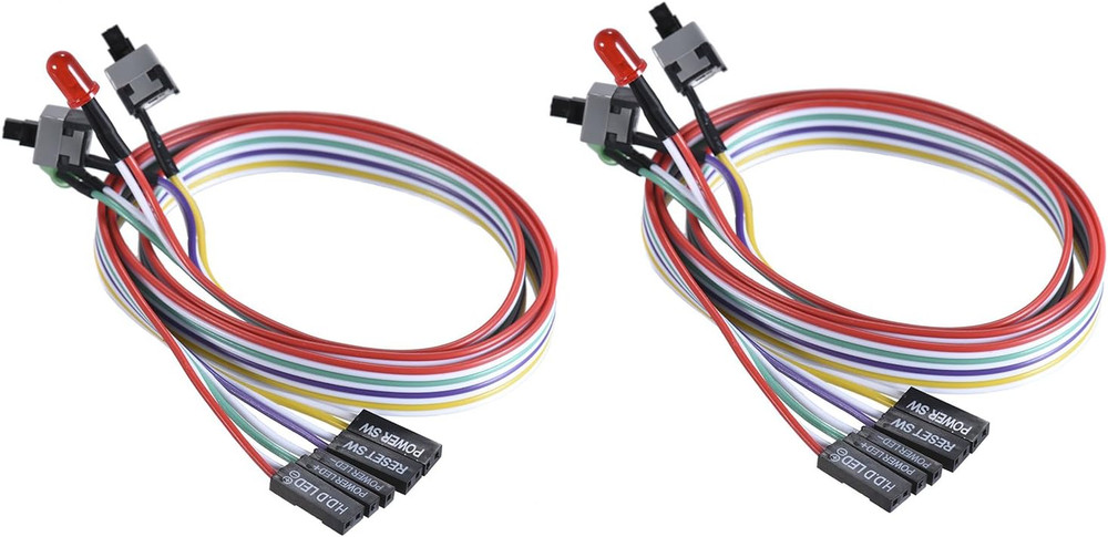 2 Pack Desktop Computer Case Motherboard On/Off/Reset/Hdd Switch Power Cord PC P