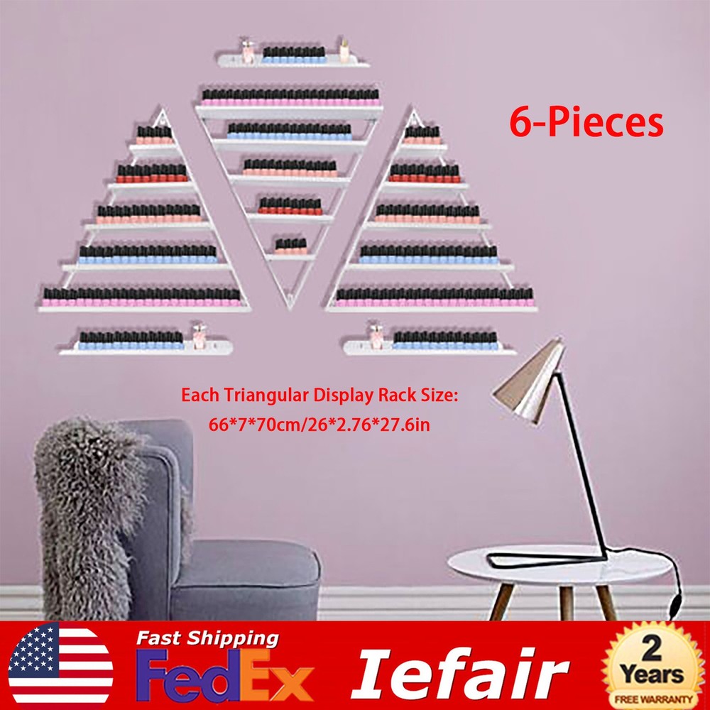 3 Pcs 5 Tier Wall Mounted Nail Polish Display Rack Triangular Display Shelves