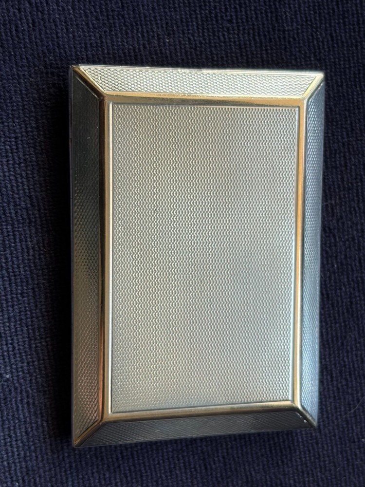 1940s Asprey Engine-turned Sterling & Rose Gold Slide Open Cigarette Case