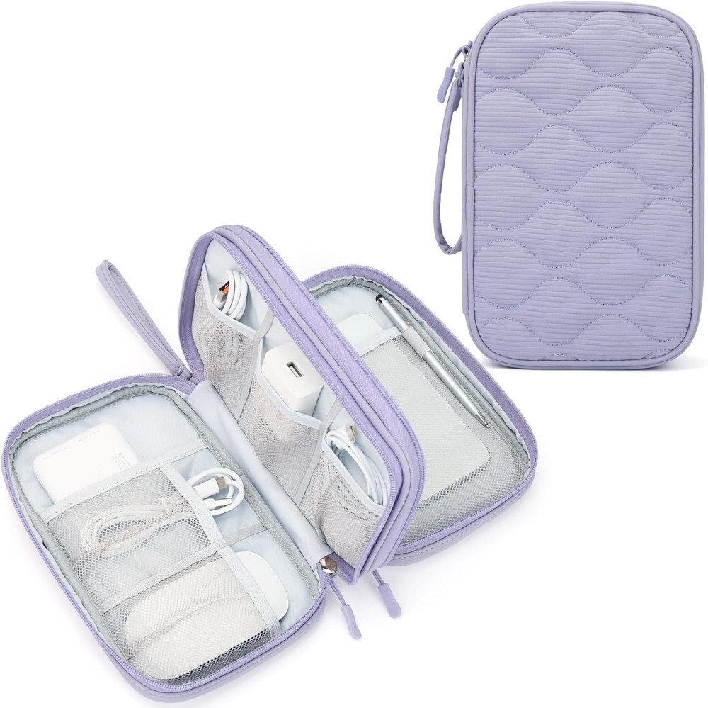 Tech Pouch - Lightweight Electronics Organizer Travel Case, Double Layers Cable