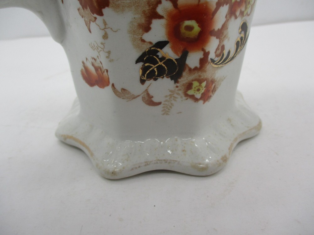 Vintage Octagonal Porcelain Floral Pitcher