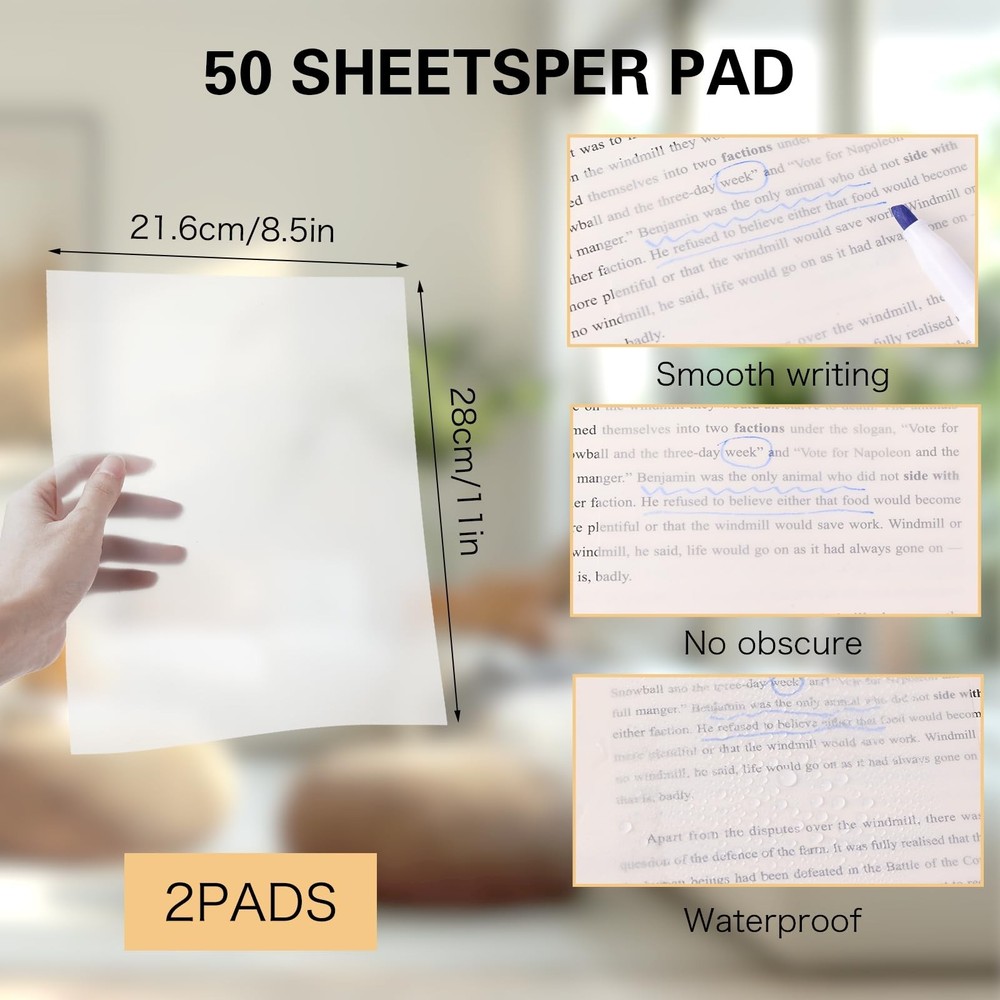 100 Sheets Extra Large Jumbo Transparent Sticky Notes Clear Self Sticky Notes...
