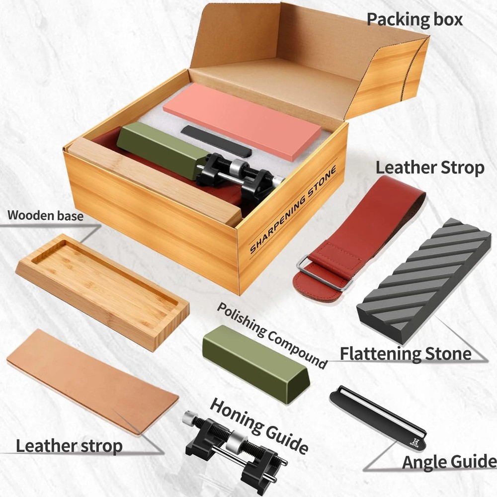 GUYUE Professional Knife Sharpening Stone Set – 4-Sided Premium Whetstone Kit