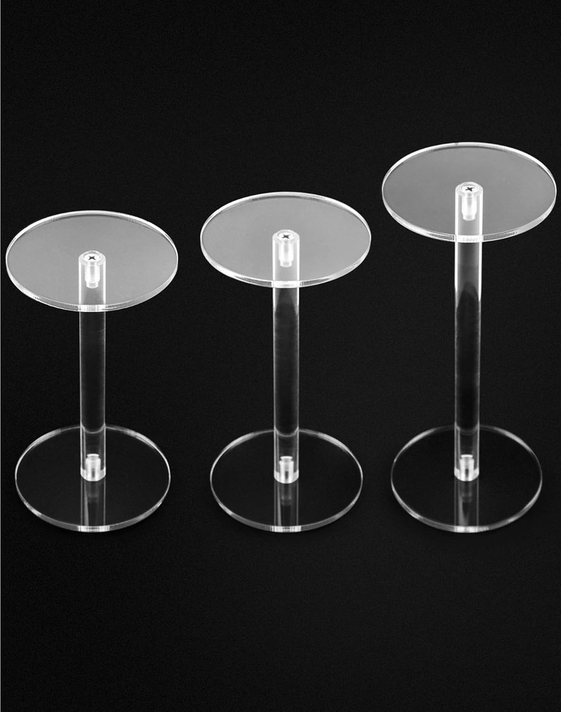 Round Acrylic Display Stands, 2 Sets Clear round Riser Stands