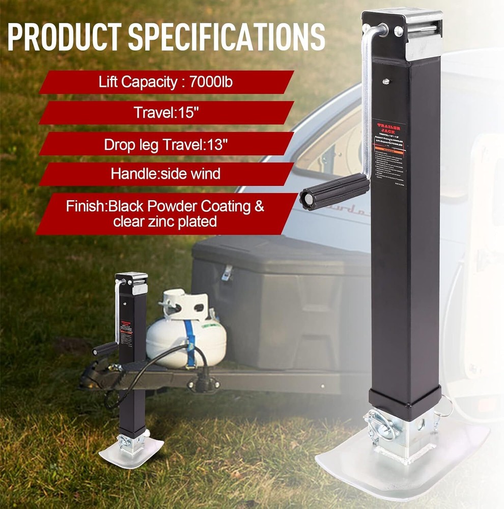 28" Lift 8000lbs Trailer Jack Tongue Weld-on Stand Drop Leg Sidewind w/Footplate