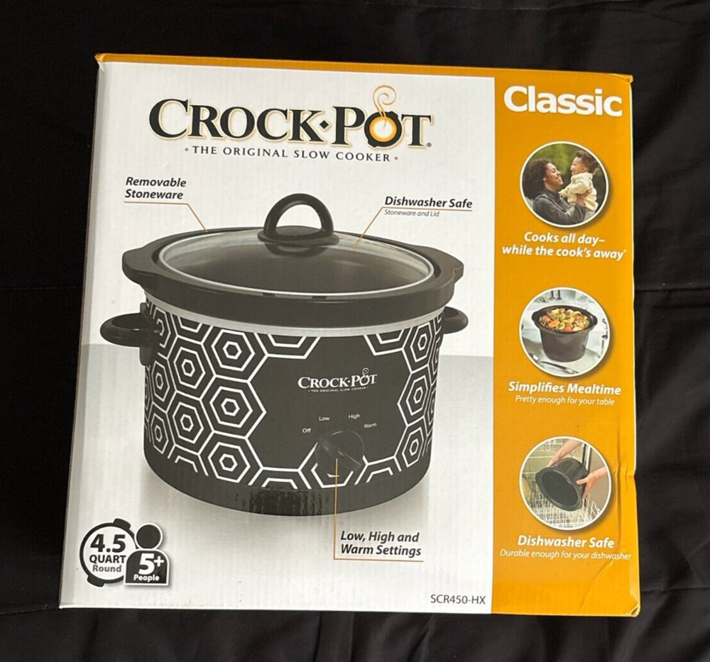 Classic Crock Pot Rare Black & White Hex Pattern 4.5QT.