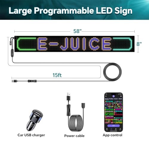 Large Programmable Indoor Windows LED Signs, P10 Resolution LED 58"x 8"