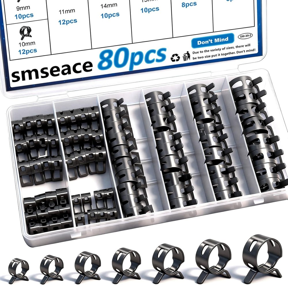 Spring Hose Clamp Assortment 7-18mm 8 Sizes
