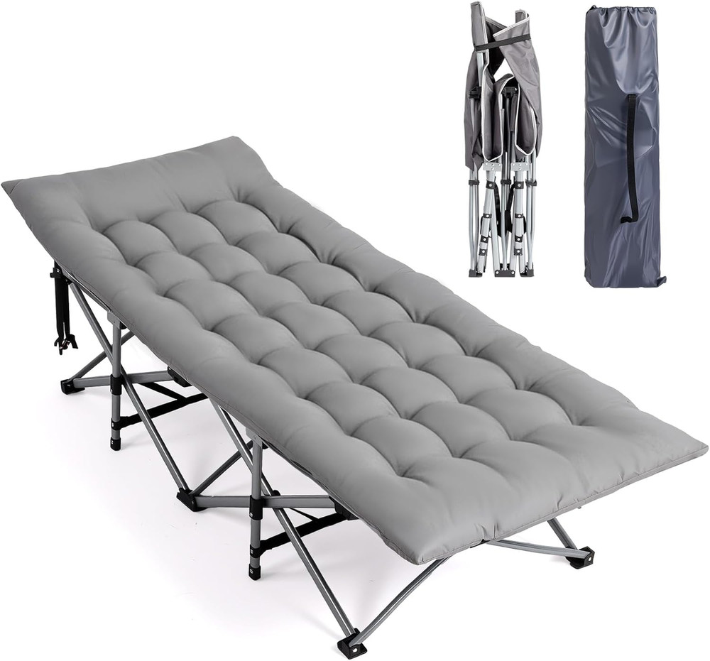 VINGLI Folding Camping Cot Bed,Camping Cots for Adults with Mattress, Foldable C
