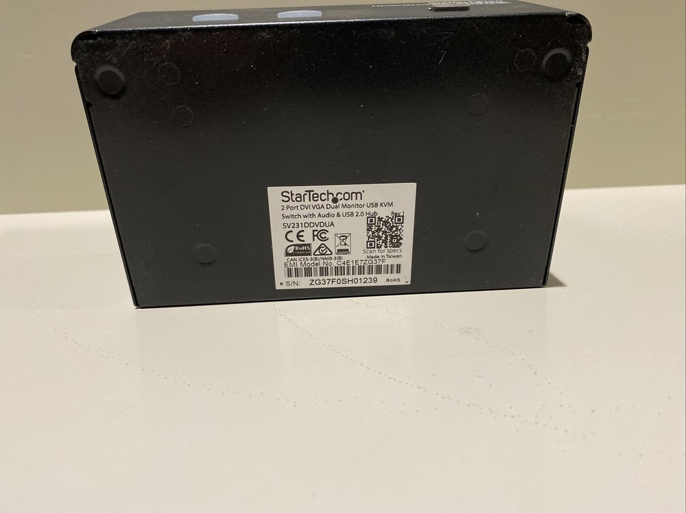 STARTECH C4E1E7ZG37F 2Port Dual USB KVM Switch USB 2.0 No Ac Adapter