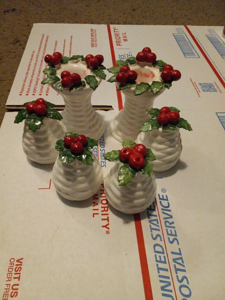 Bone China candle holders antique Holiday Set