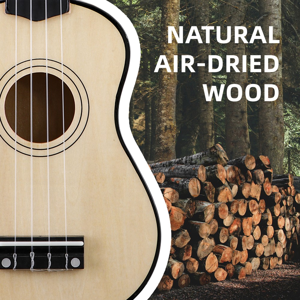 Soprano Ukulele Natural 21" Ukelele Beginner Kit with Gig Bag Strap String Picks