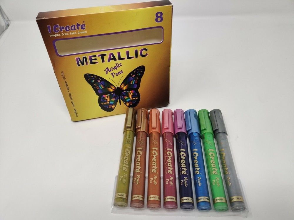 I CREATE Acrylic Pens | Metallic Colours - 8 Pack