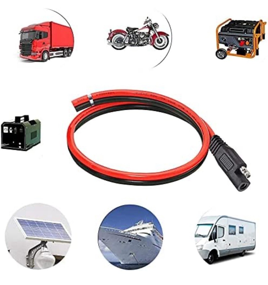 10AWG SAE Connector,Sae Extension Cable,Solar Panel SAE Plug with 1FT 2Pin SAE Q