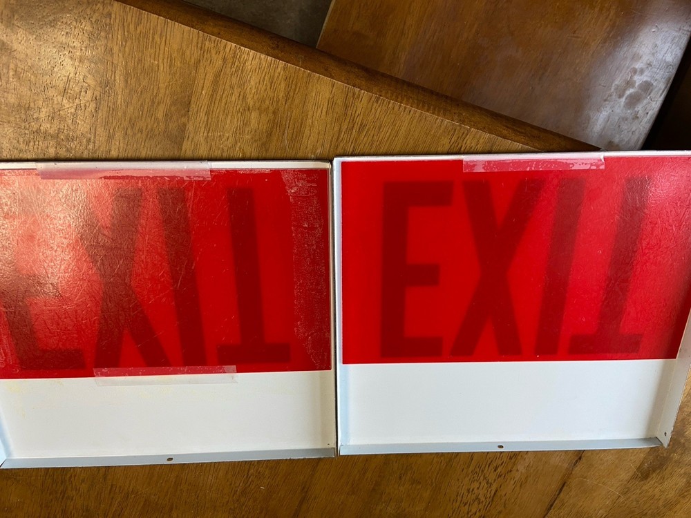 Vintage Metal Exit Signs With Plastic Inserts 2 Signs