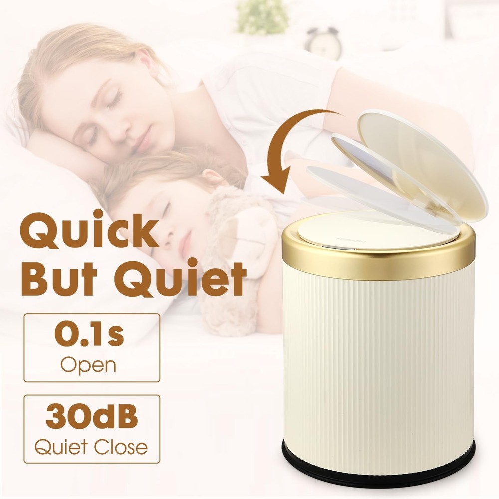 Automatic Motion Sensor Bathroom Trash Can with Lid, 2.8 Gallon Touchless Tra...