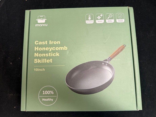 imarku Cast Iron 10" Nonstick Honeycomb Skillet
